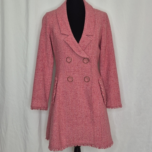 Cabi Madison Avenue Pink Tweed Coat - Size 6 - Picture 3 of 16